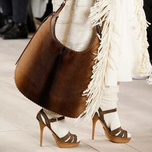 Ralph Lauren Fall ‘15 Collection Brown Suede Jenica Stiletto Sandal Look 20 & 21